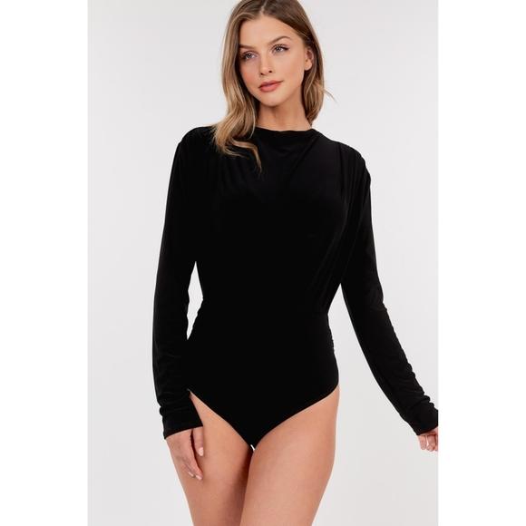 Rachell`s Boutique Tops - Open Back Satin Bodysuit